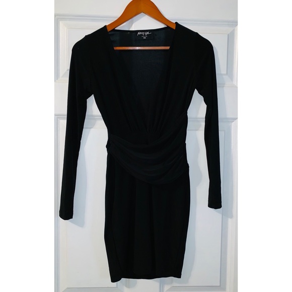 Black Plunge Bodycon Dress - Picture 1 of 2